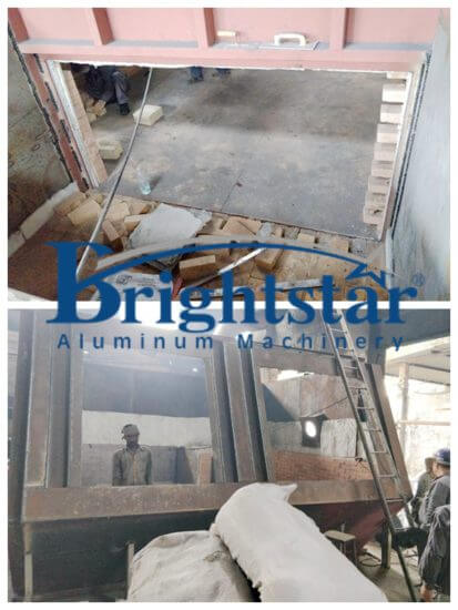 Double chamber aluminium melting furnace installation India project