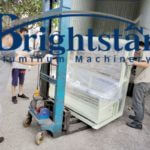 Middle East customer wood grain film ultrasonic sealing machine loading